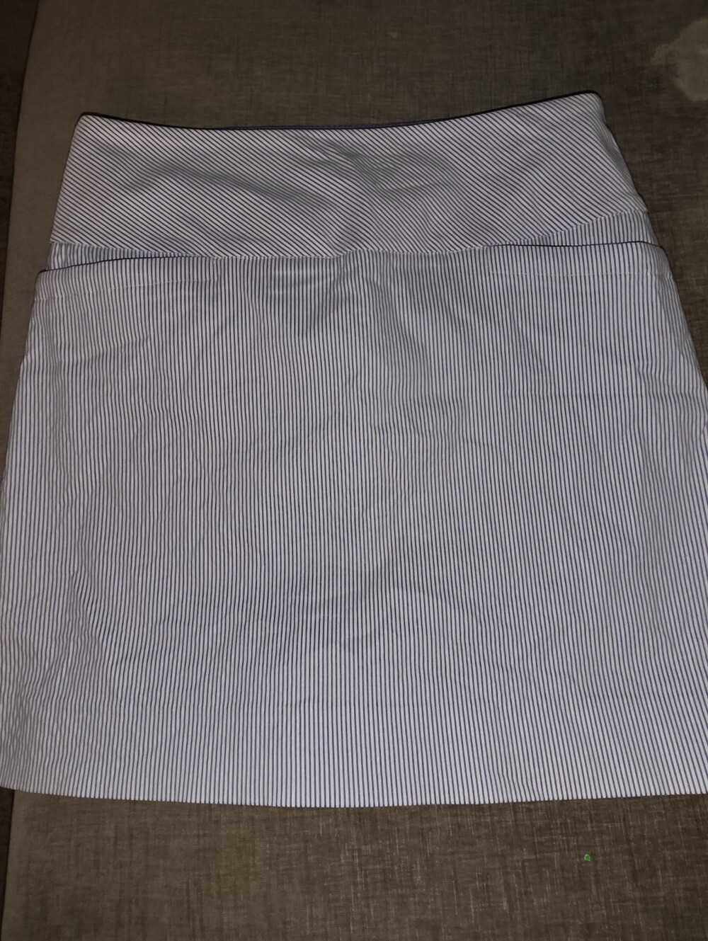Women’s Blue and White Striped Skort with Fold-Over Waistband
